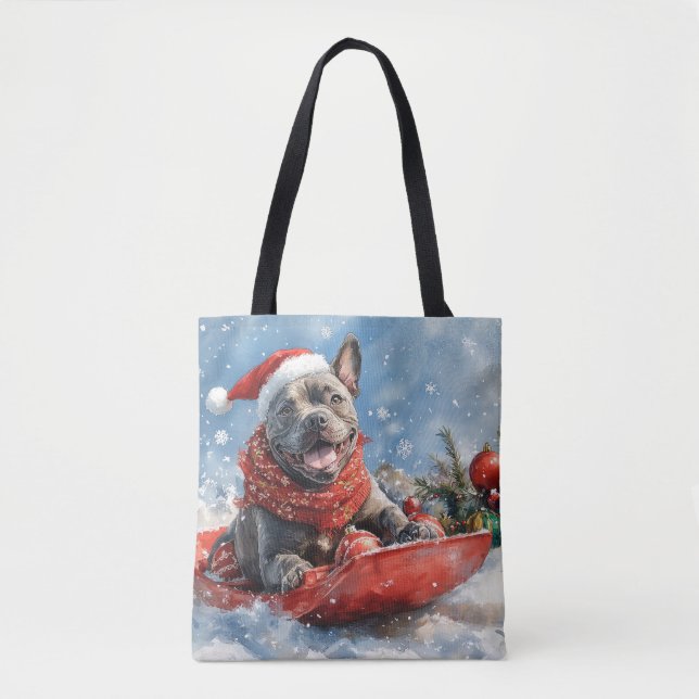 Cane Corso Dog in Sledge Let it Snow Christmas Tote Bag (Front)
