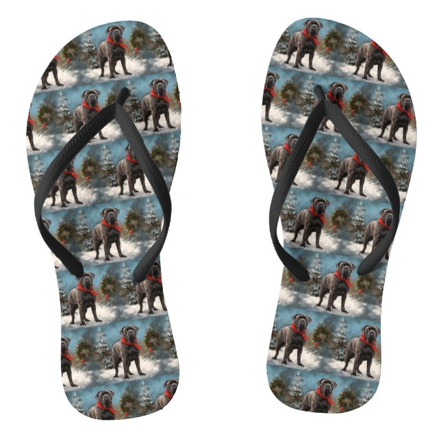 Cane Corso Dog in Snow Christmas  Flip Flops (Footbed)