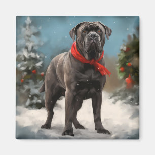 Cane Corso Dog in Snow Christmas Magnet