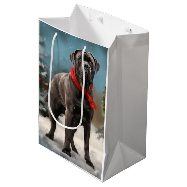 Cane Corso Dog in Snow Christmas  Medium Gift Bag (Front Angled)