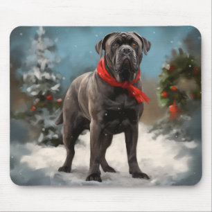 Cane Corso Dog in Snow Christmas Mouse Mat