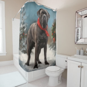Cane Corso Dog in Snow Christmas Shower Curtain