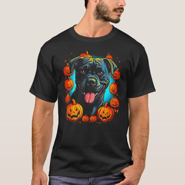 Cane Corso Dog Pumpkin Halloween T-Shirt (Front)