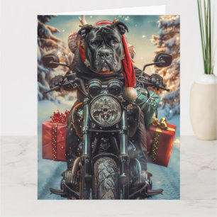 Cane Corso Dog Riding Motorcycle Christmas Card