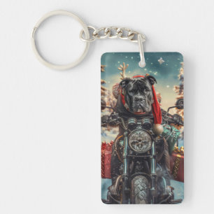 Cane Corso Dog Riding Motorcycle Christmas  Key Ring
