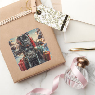 Cane Corso Dog Riding Motorcycle Christmas  Square Sticker