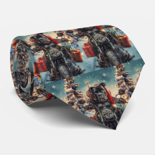 Cane Corso Dog Riding Motorcycle Christmas  Tie