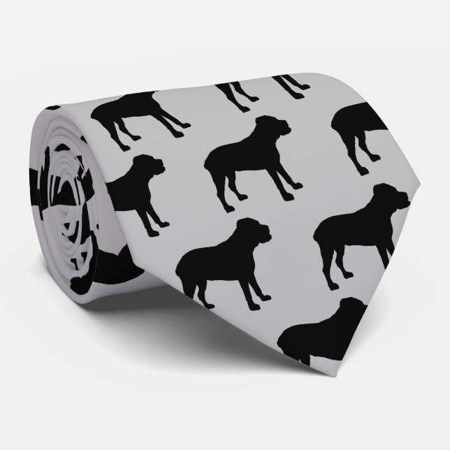 Cane Corso Dog Silhouette Tie (Rolled)