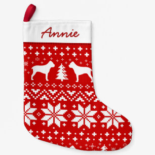 Cane Corso Dog Silhouettes Pattern Cute Holiday Small Christmas Stocking