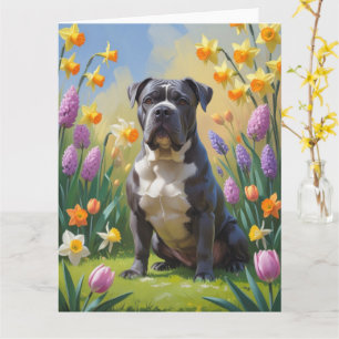 Cane Corso Dog Spring Flowers Painting Card