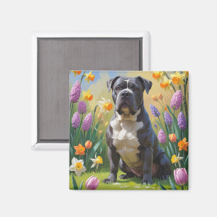 Cane Corso Dog Spring Flowers Painting Magnet