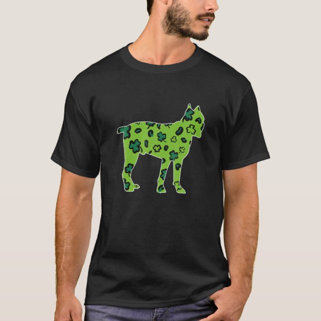 Cane Corso Dog St. Patrick's Day Green Leopard Sha T-Shirt (Front)
