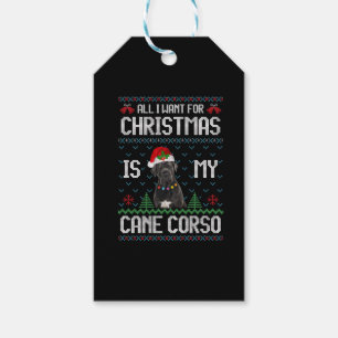 Cane Corso Dog Ugly Christmas Sweater Gift Tags