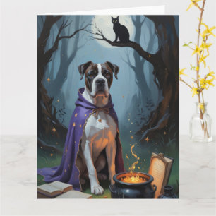 Cane Corso Dog Whimsical Halloween Painting Card