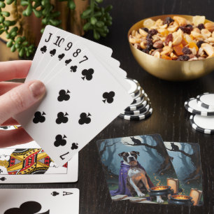 Cane Corso Dog Whimsical Halloween Painting Playing Cards