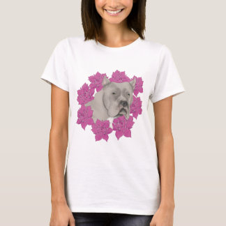 Cane Corso Dog with Pink Flowers T-Shirt
