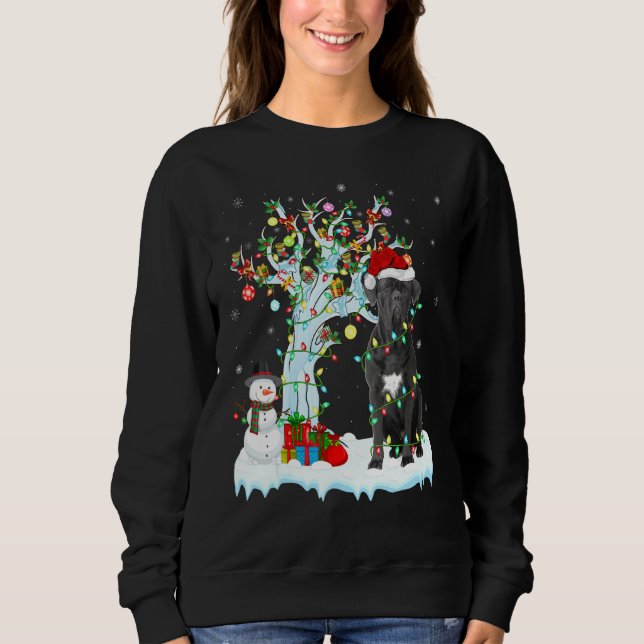 Cane Corso Dog Xmas Tree Lighting Santa Cane Corso Sweatshirt (Front)