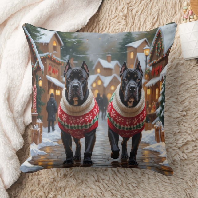 Cane Corso Dogs Christmas Snow Holiday Cushion (Blanket)