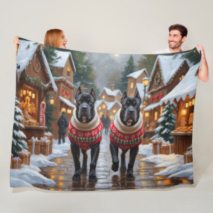 Cane Corso Dogs Christmas Snow Holiday Fleece Blanket