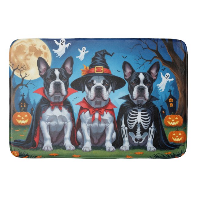 Cane Corso Dogs Pumpkin Halloween Funny Bath Mat (Front)
