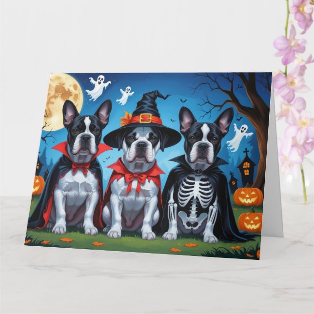 Cane Corso Dogs Pumpkin Halloween Funny Card (Orchid)