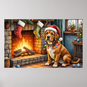 Cane Corso Fireplace with Christmas Lights Poster