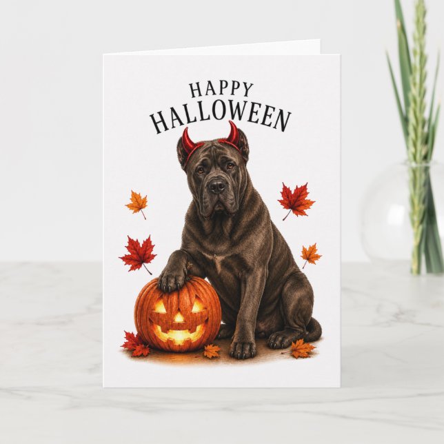 Cane Corso Halloween Devil Dog Card (Front)