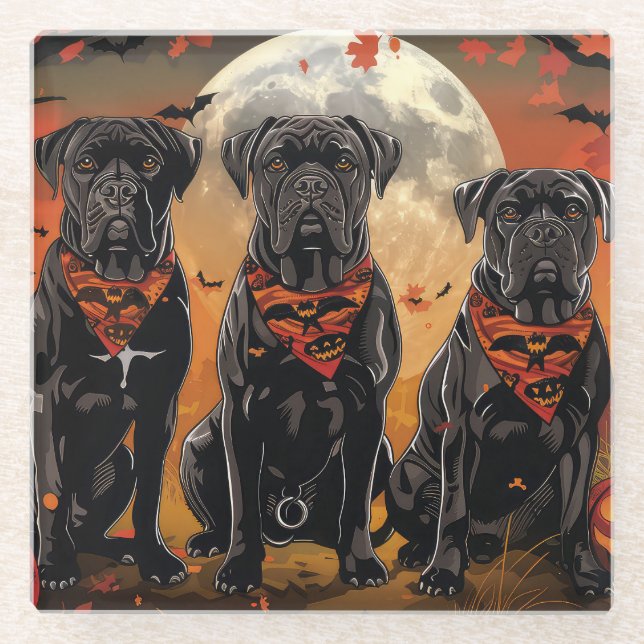 Cane Corso Halloween Spooky Glass Coaster (Front)