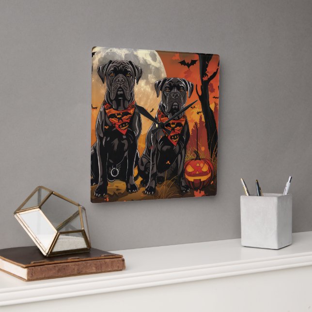 Cane Corso Halloween Spooky Square Wall Clock (Office)