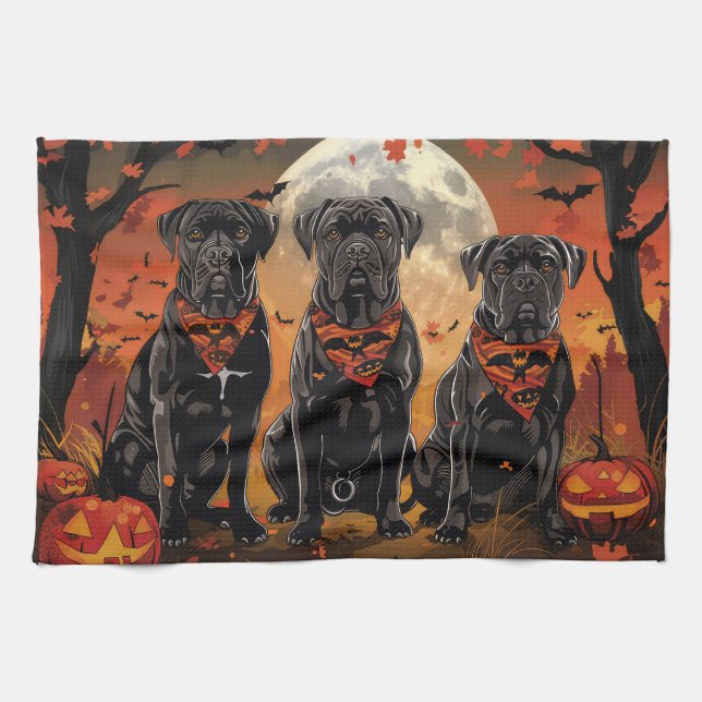 Cane Corso Halloween Spooky Tea Towel (Horizontal)