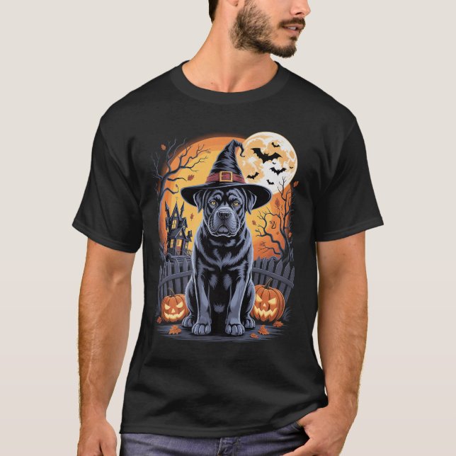 Cane Corso Halloween Y Dog Witch Moon Premium  T-Shirt (Front)