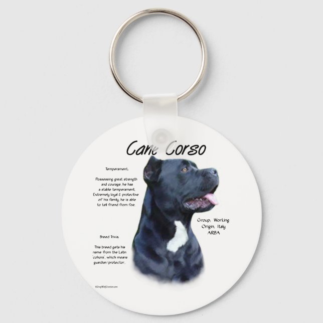 Cane Corso History  Key Ring (Front)