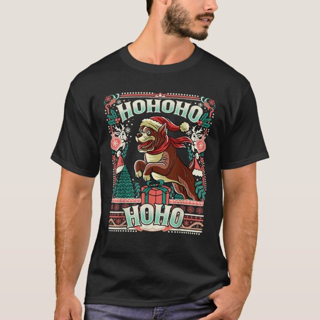 Cane Corso Ho Ho Ho Christmas Santa Claus Dog  T-Shirt (Front)