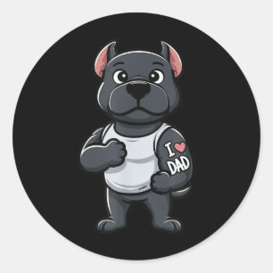 Cane Corso I Love Dad Funny Dog Tattoo _1 Classic Round Sticker