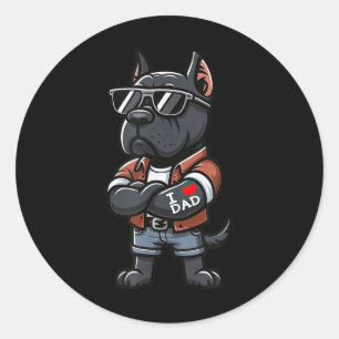 Cane Corso I Love Dad Funny Dog Tattoo  Classic Round Sticker