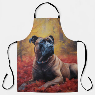 Cane Corso in Autumn Leaves Fall Inspire Apron