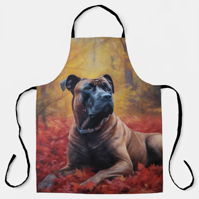 Cane Corso in Autumn Leaves Fall Inspire  Apron (Front)