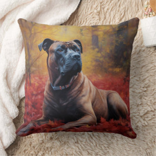 Cane Corso in Autumn Leaves Fall Inspire  Cushion