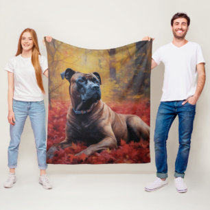 Cane Corso in Autumn Leaves Fall Inspire  Fleece Blanket