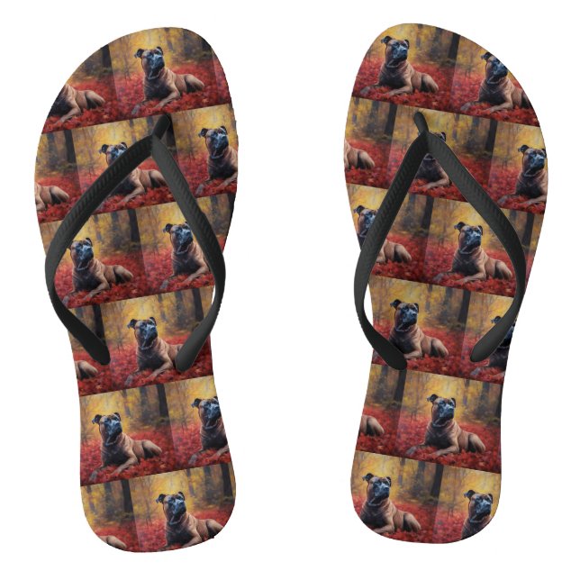 Cane Corso in Autumn Leaves Fall Inspire  Flip Flops (Footbed)