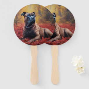 Cane Corso in Autumn Leaves Fall Inspire Hand Fan