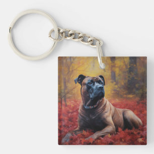 Cane Corso in Autumn Leaves Fall Inspire Key Ring
