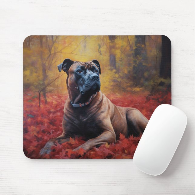 Cane Corso in Autumn Leaves Fall Inspire  Mouse Mat (With Mouse)