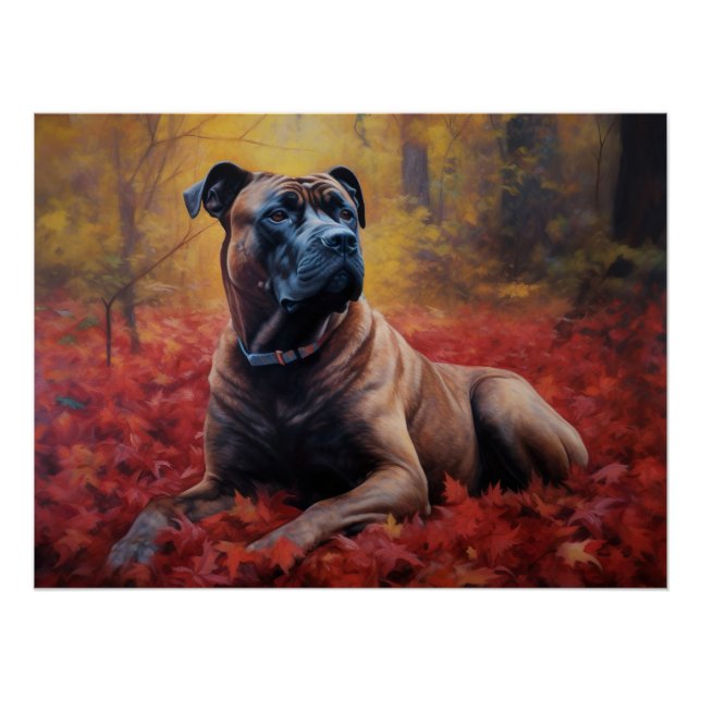 Cane Corso in Autumn Leaves Fall Inspire  Poster (Front)
