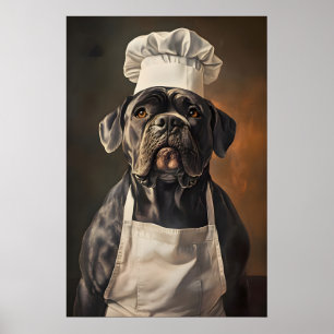 Cane Corso In Chefs Hat Poster, Pet Poster, Cane Poster