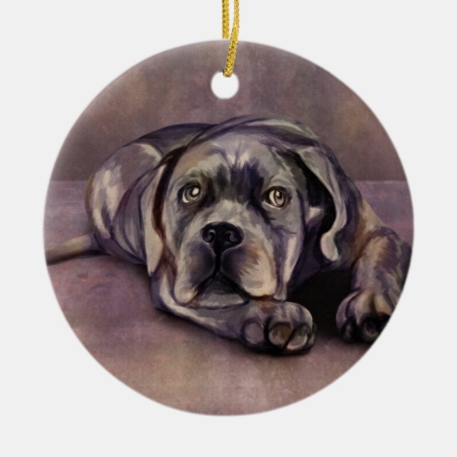 Cane Corso — Italian Mastiff Puppy Ceramic Tree Decoration (Front)