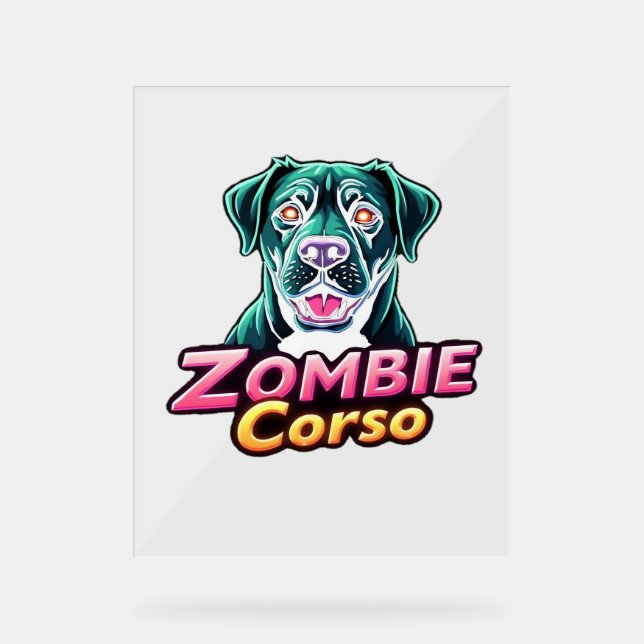 Cane Corso Italian Mastiff Zombie Dog Halloween Es Acrylic Sign (Front)