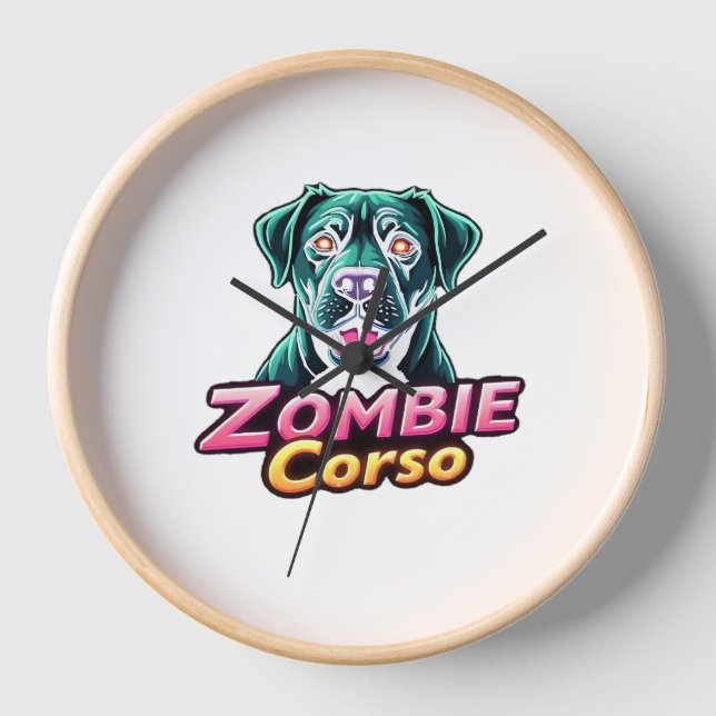 Cane Corso Italian Mastiff Zombie Dog Halloween Es Clock (Front)