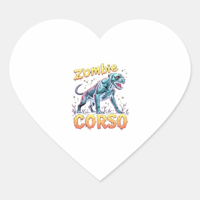 Cane Corso Italian Mastiff Zombie Dog Halloween Es Heart Sticker (Front)