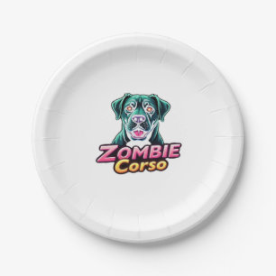 Cane Corso Italian Mastiff Zombie Dog Halloween Es Paper Plate